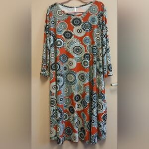 Crew Neck Bandana Print Midi Dress